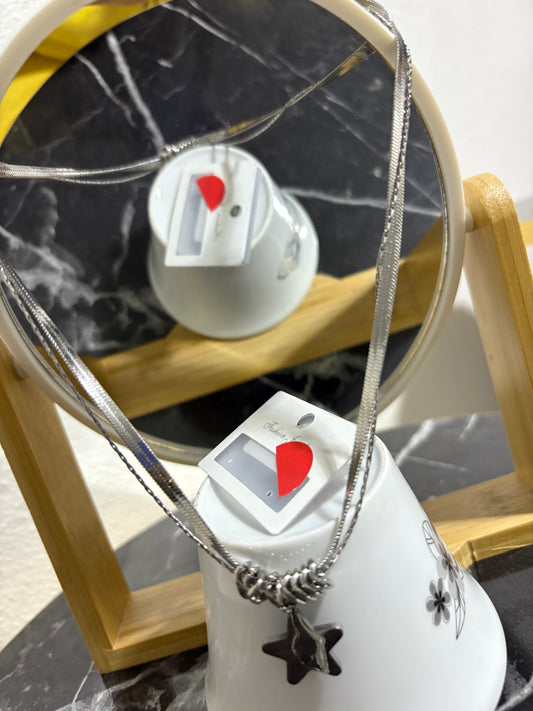 Silver yıldız çelik kolye